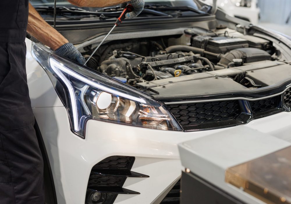 Headlight adjustment in the car by an authorized service center